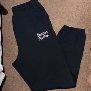 Women’s Black Sweatpants with Bold Print